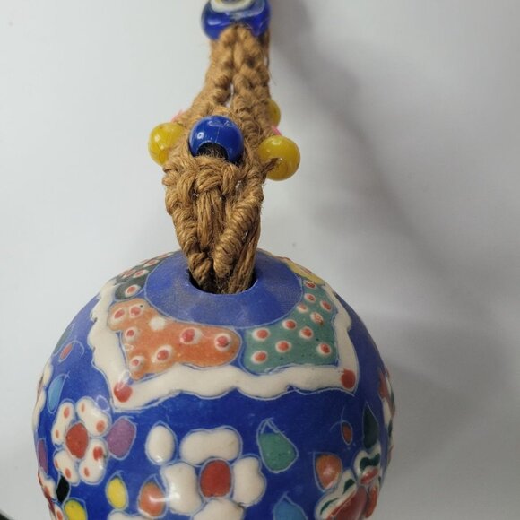 Macrame Twine Ceramic‎ Ornament Large Ball Beaded Christmas Spring Hanging Decor - Picture 5 of 12